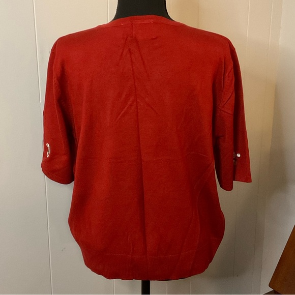 Royal Monk Sweet Santa Paws Embroidered Short Sleeve Red Sweater - Picture 3 of 6